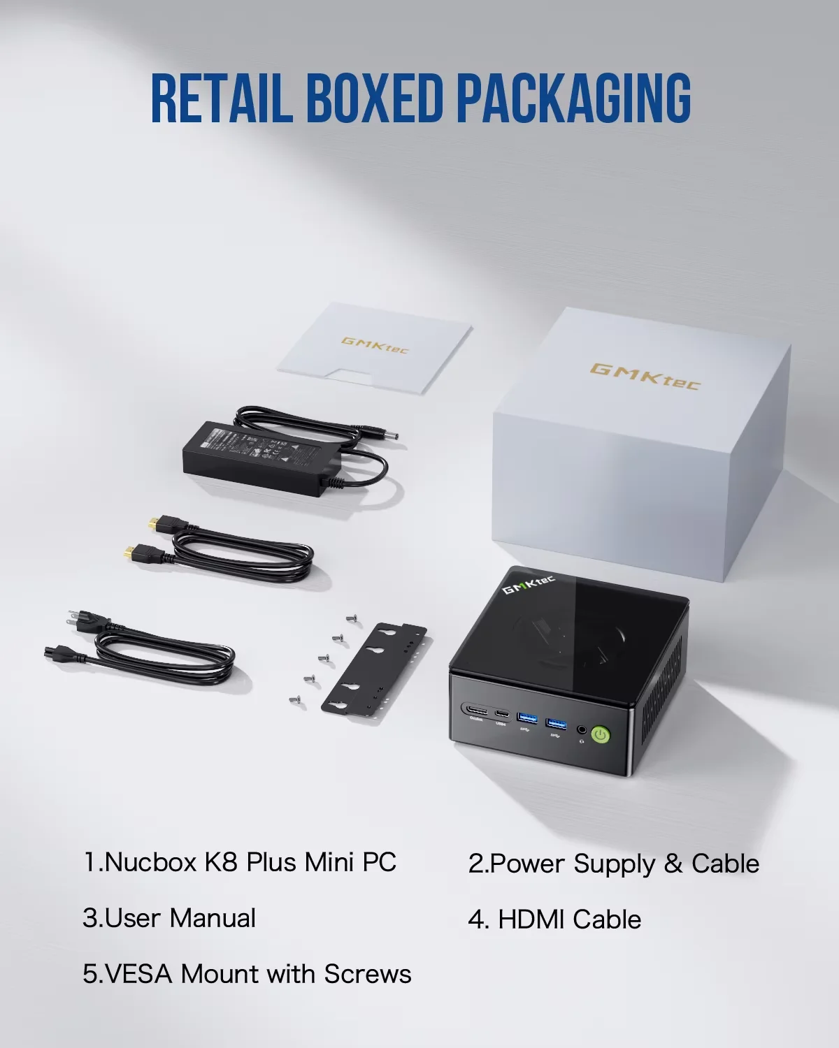2025 New GMKtec K8 Plus R7 8845HS 16GB DDR5 5600Mhz 512GB PCIe4.0 M.2 SSD Win11 Pro Mini PC 70W WIFI6 BT5.2 Mini Gaming Computer