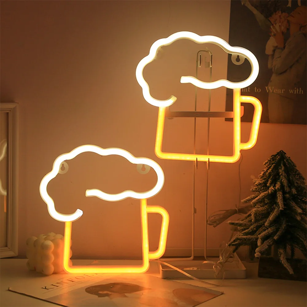 USB/배터리 LED 네온 사인 조명 파티 벽 아트 장식 룸 바 맥주 네온 램프 벽 교수형 네온 사인 음표 야간 조명