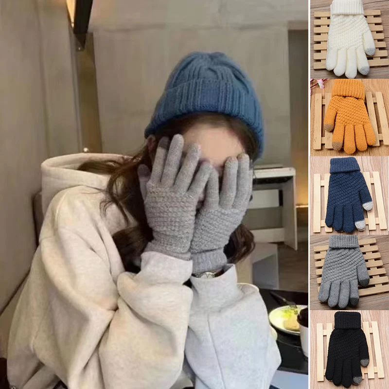 Damen Kaschmir gestrickte Winter handschuhe Frauen Herbst Winter warm dick Touchscreen Skifahren Outdoor-Fahrrad handschuh