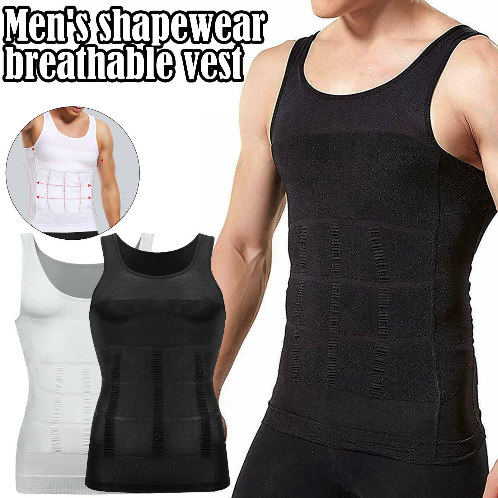 Męska wyszczuplająca obcisła, obcisła, elastyczna, bielizna modelująca zaciskająca brzuch bez rękawów oddychająca koszulka bez rękawów Fitness Sport koszula kształtująca