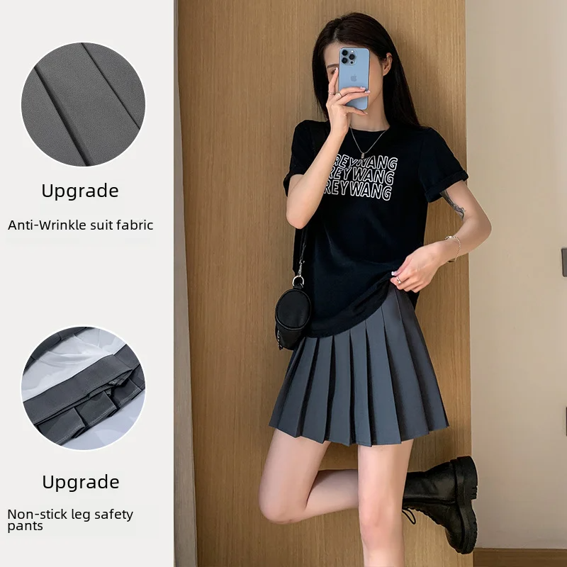 100-kruis Vrouwen Lente Zomer Jk Wit A-kruis Hoge taille Korte Rok Herfst Winter Plaid Halve rok