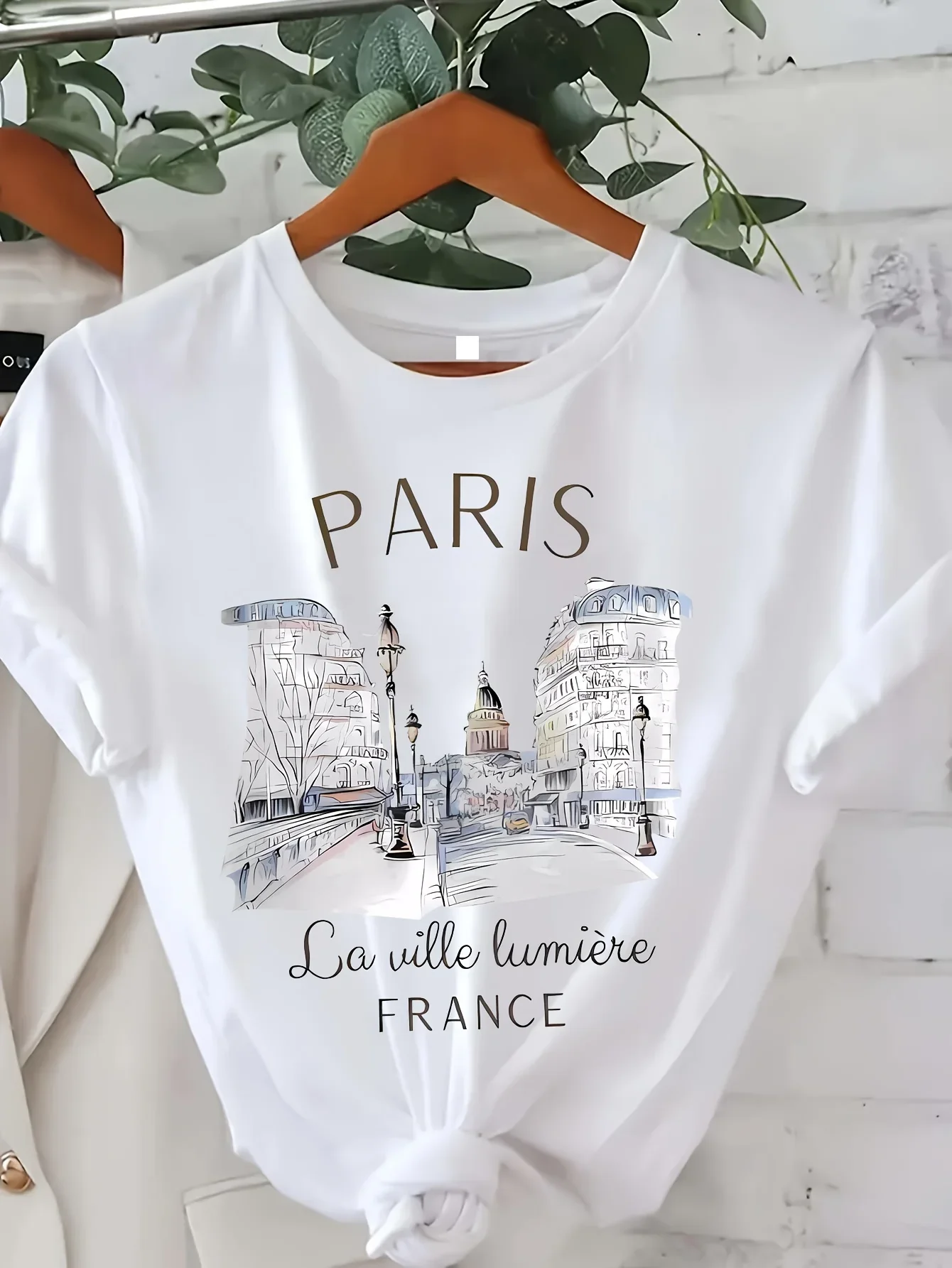 T-shirt anni '90 Parigi T-shirt da donna con stampa T-shirt da ragazza a maniche corte girocollo Top casual per abbigliamento da donna primavera estate