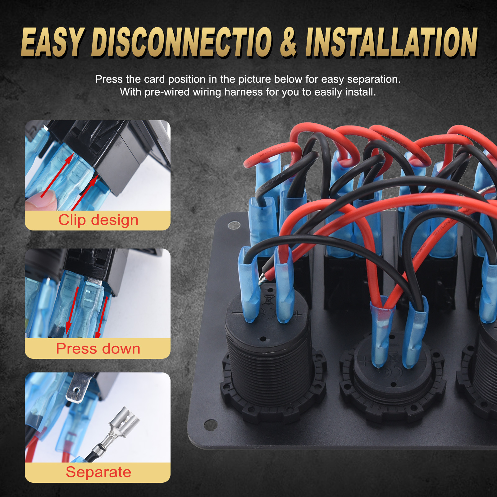 4 ボタンロッカースイッチパネル電圧計 USB 充電器 3.0 ライトトグル 12V 24V アクセサリーボートマリンカー RV キャンピングカーキャラバン用