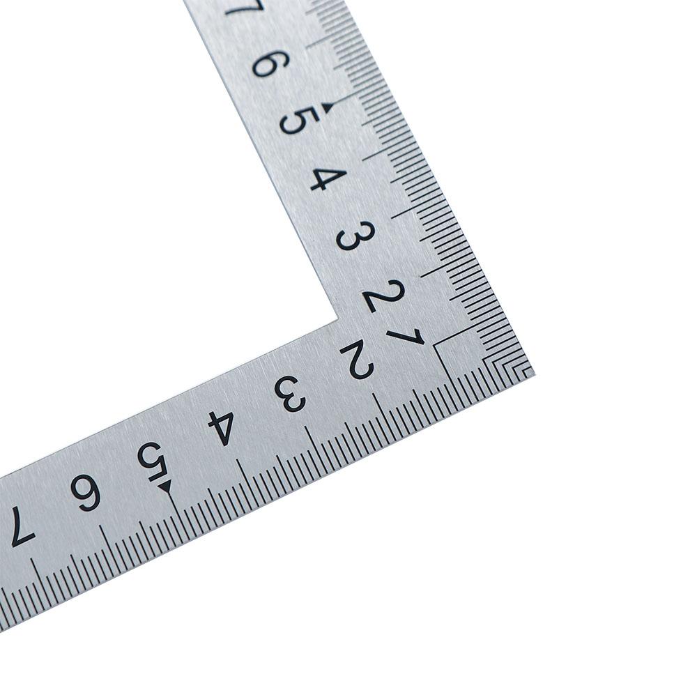 Materiale scolastico per ufficio a doppia faccia Righello angolare in metallo in acciaio inossidabile Righello dritto Righello da 90 gradi Righello a forma di L