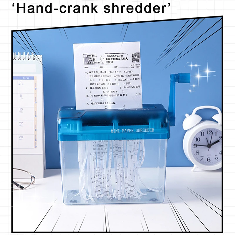 Mini Manual Paper Shredder A6 Office Document Destroyer Receipts Tickets Thick Cardstock Cutting Machine 17x15x9.5cm