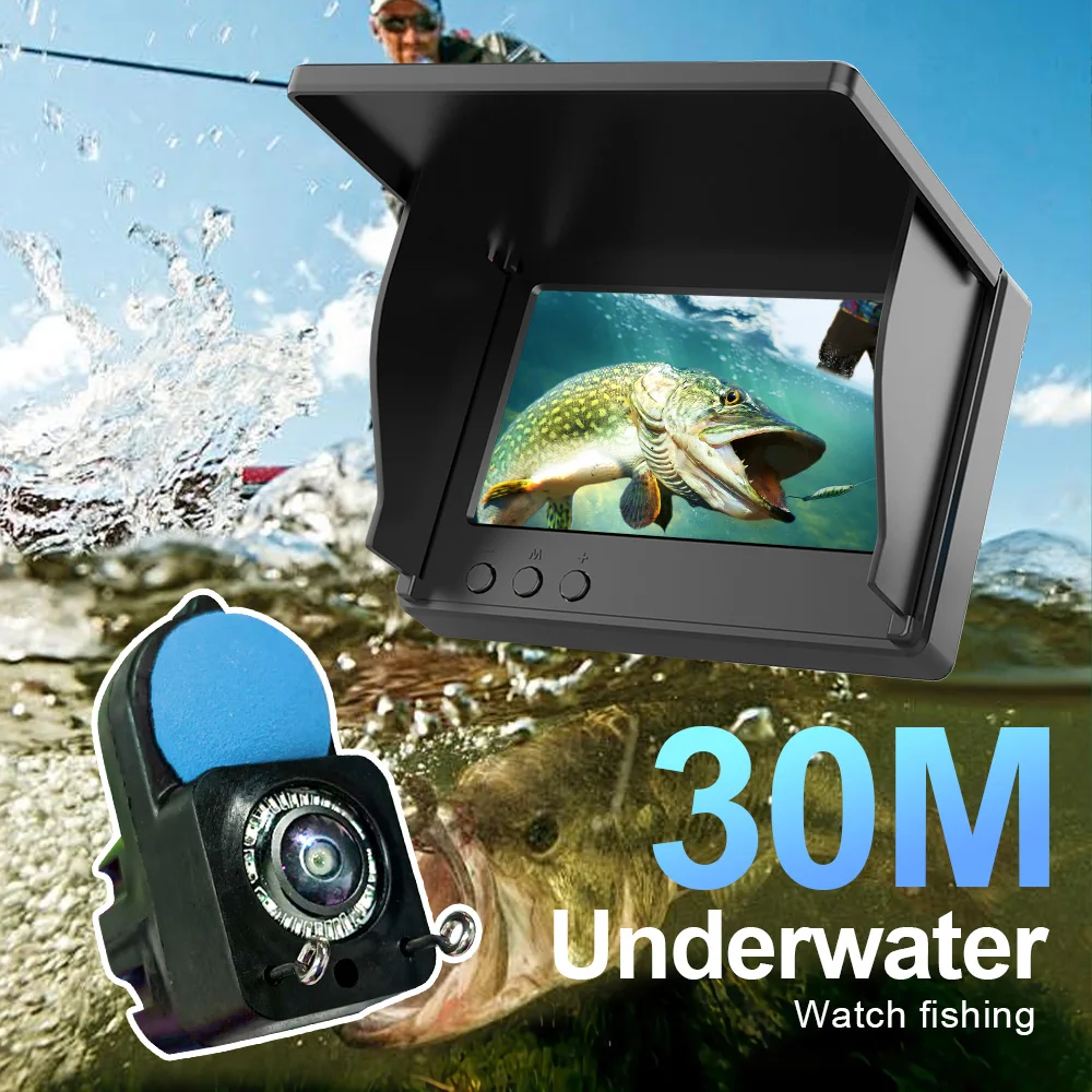 Kamera podwodna do łowienia ryb z ekranem LCD 4,3 cala, rozdzielczością 1080P HD, noktowizorem i kompletnym zestawem sprzętu wędkarskiego z kablem o długości 30 m do łowienia pod lodem.