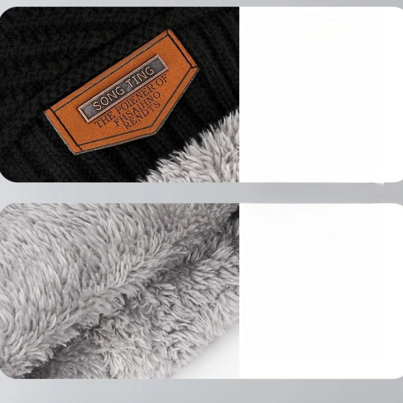 Gorro de inverno, cachecol e luvas com tela sensível ao toque, conjunto para homens e mulheres, boné de caveira de malha quente