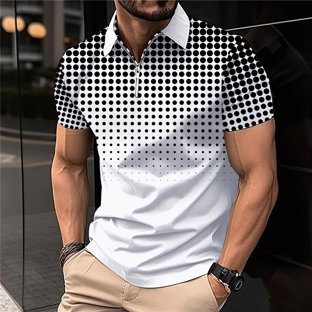 Letnie koszulki dla mężczyzn 2024 Odzież męska z krótkim rękawem Kołnierzyk Drukowanie 3D Zwykła koszula w paski Koszulki polo Moda Pullover Tops
