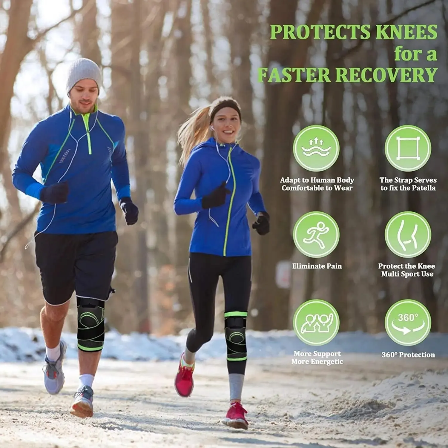 Rodillera de compresión con correas ajustables para el mejor ajuste, manguitos de compresión para el dolor de rodilla, correr, Fitness, Unisex, 1 ud.
