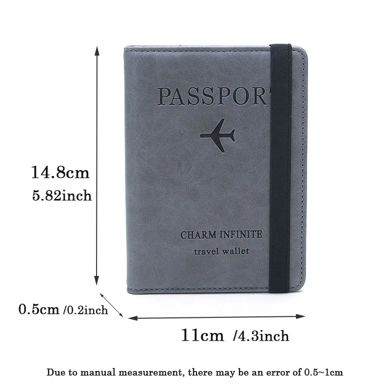 ผู้หญิงผู้ชายผู้ถือหนังสือเดินทางท่องเที่ยวกรณี RFID PU หนังบัตรเครดิตผู้ถือบัตรกรณีตั๋วกระเป๋าสตางค์ป้องกัน