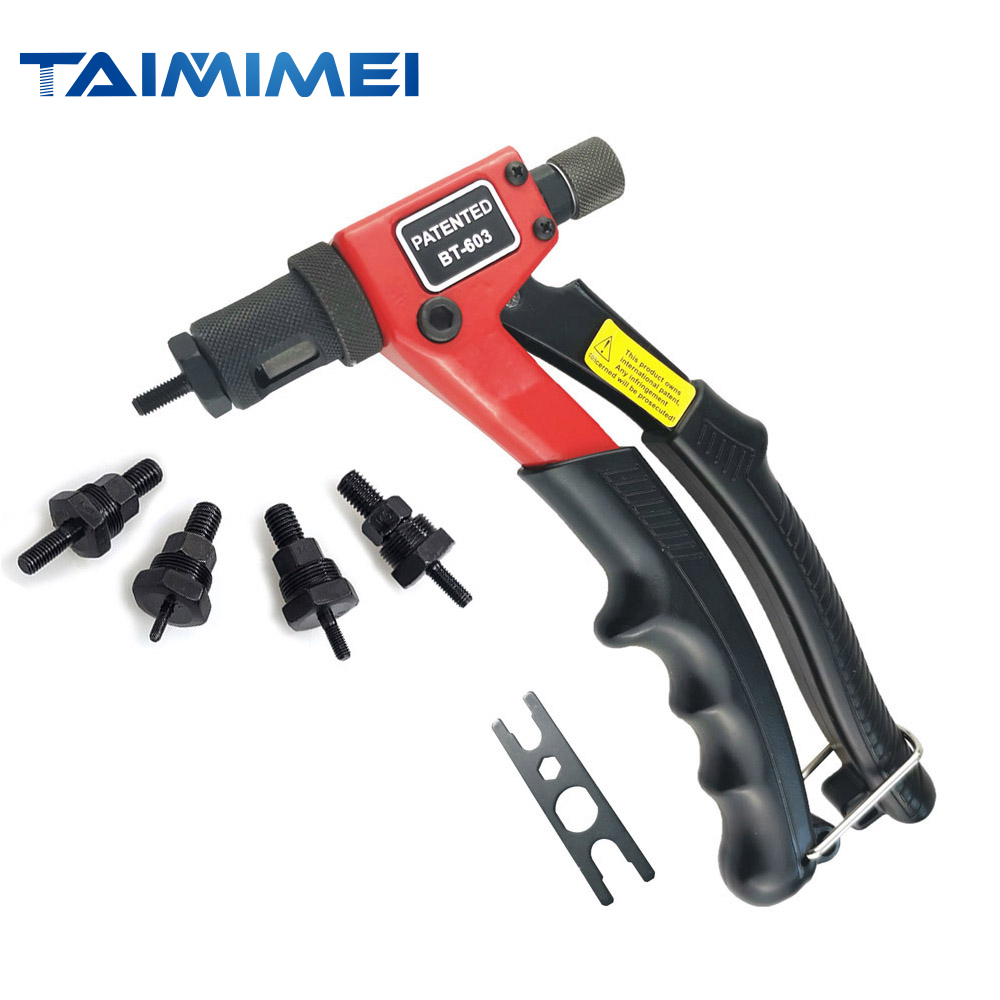 TAIMIMEI 8 ”Hand Riveter Gun Kit mit 4 Pcs Dorne M3 M4 M5 M6 Leicht Handhabung Nieten Niet Werkzeug kit Metric Nase Stück