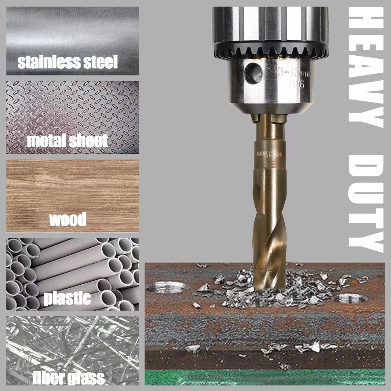 Versery 13-35 มม.12.7 มม.รอบ Shank ลด 1/2 ''Twist เจาะ Bits โคบอลต์ Hss Hole Saw ไม้เหล็กสแตนเลสอลูมิเนียม