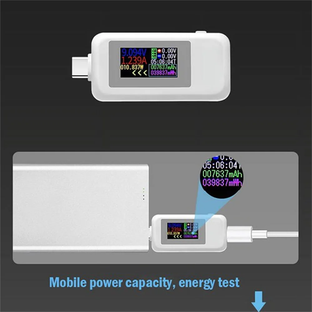 10 in 1 USB 테스트 미터 Type-C 다채로운 디스플레이 USB 테스터 AC 미터 전류 전압 모니터 전력계