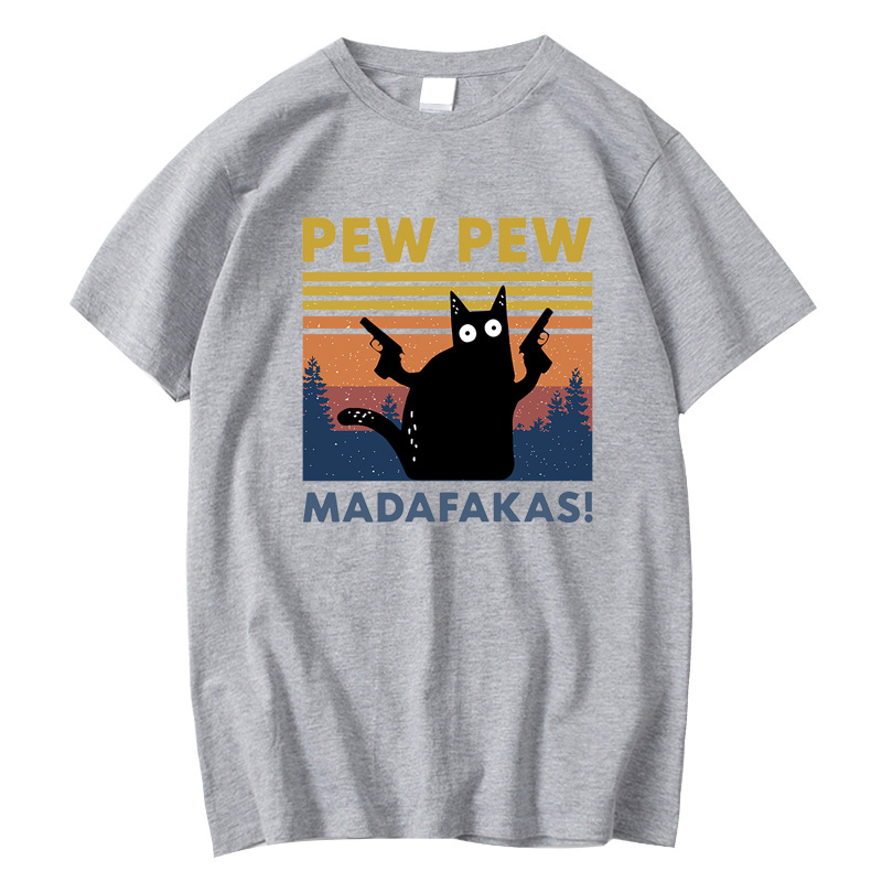 Kerkbank Kerkbank Madafakas T-shirt Mannen Korte Mouw Nieuwigheid Grappige Kat T-shirt Katoen Losse Tops Shirts Tee T-shirt Ronde Hals streetwear