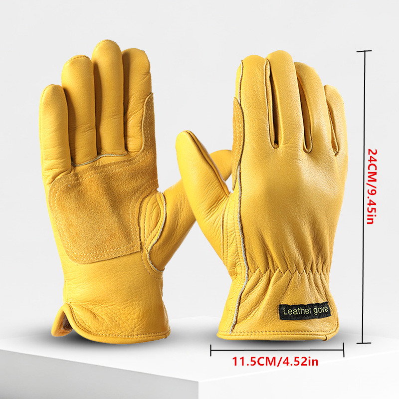 Зимние мужские рабочие перчатки из воловьей кожи