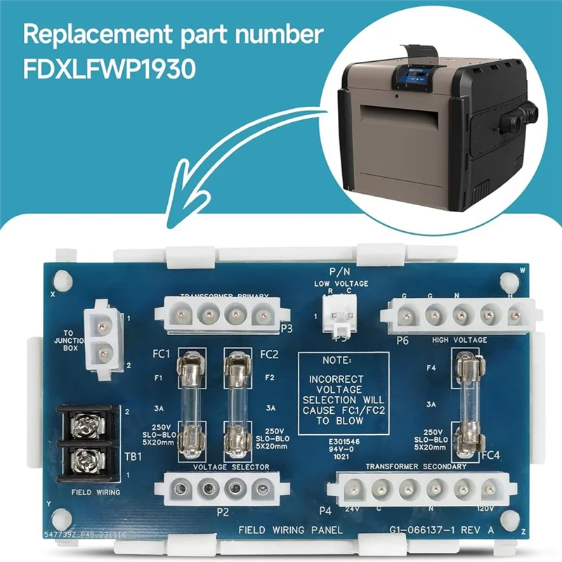 M01K FDXLFWP1930 For Hayward Universal H Series Pool Heater FD Field Wiring Panel Replacement Kit (From H150 To H500)
