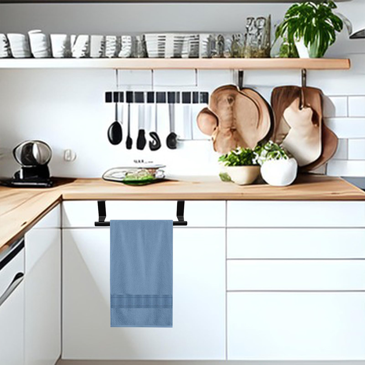 Torchon de cuisine en acier inoxydable, porte-armoire T1, noir, pas de propositions, 23cm