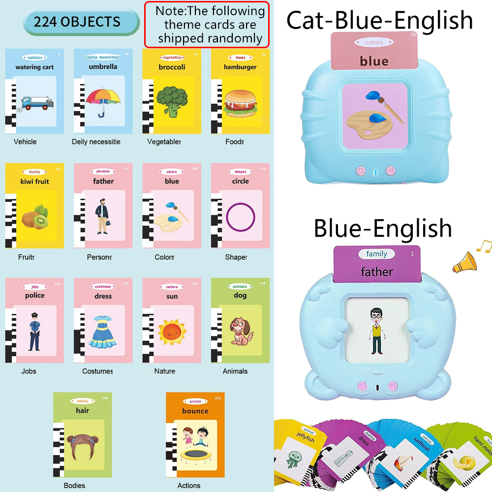 Cartes Flash parlantes pour tout-petits, Machine d'apprentissage, langue éducative précoce, livre Audio électronique, cartes Flash pour enfants, jouets Montessori