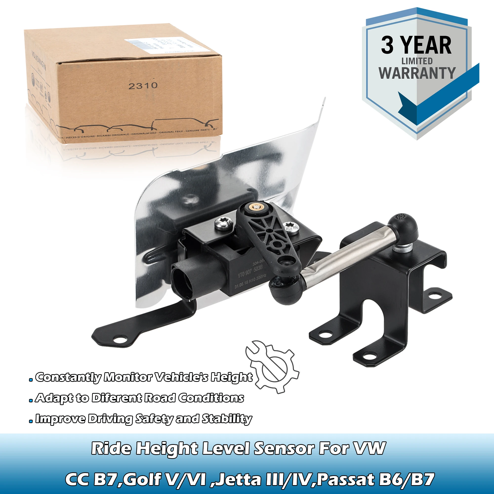 Sensor de nivel de faro del eje trasero OEM original 1K 0941273 D,1K 0941273 G/N, 1T 0907503 B Para VW CC B7, Golf, Jetta, Passat B6/ B7