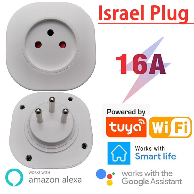 Enchufe inteligente inalámbrico para el hogar, toma de corriente con Wifi, funciona con Alexa, asistente de Google Home, Tuya, Smart Life, Israel, Italia, 16a