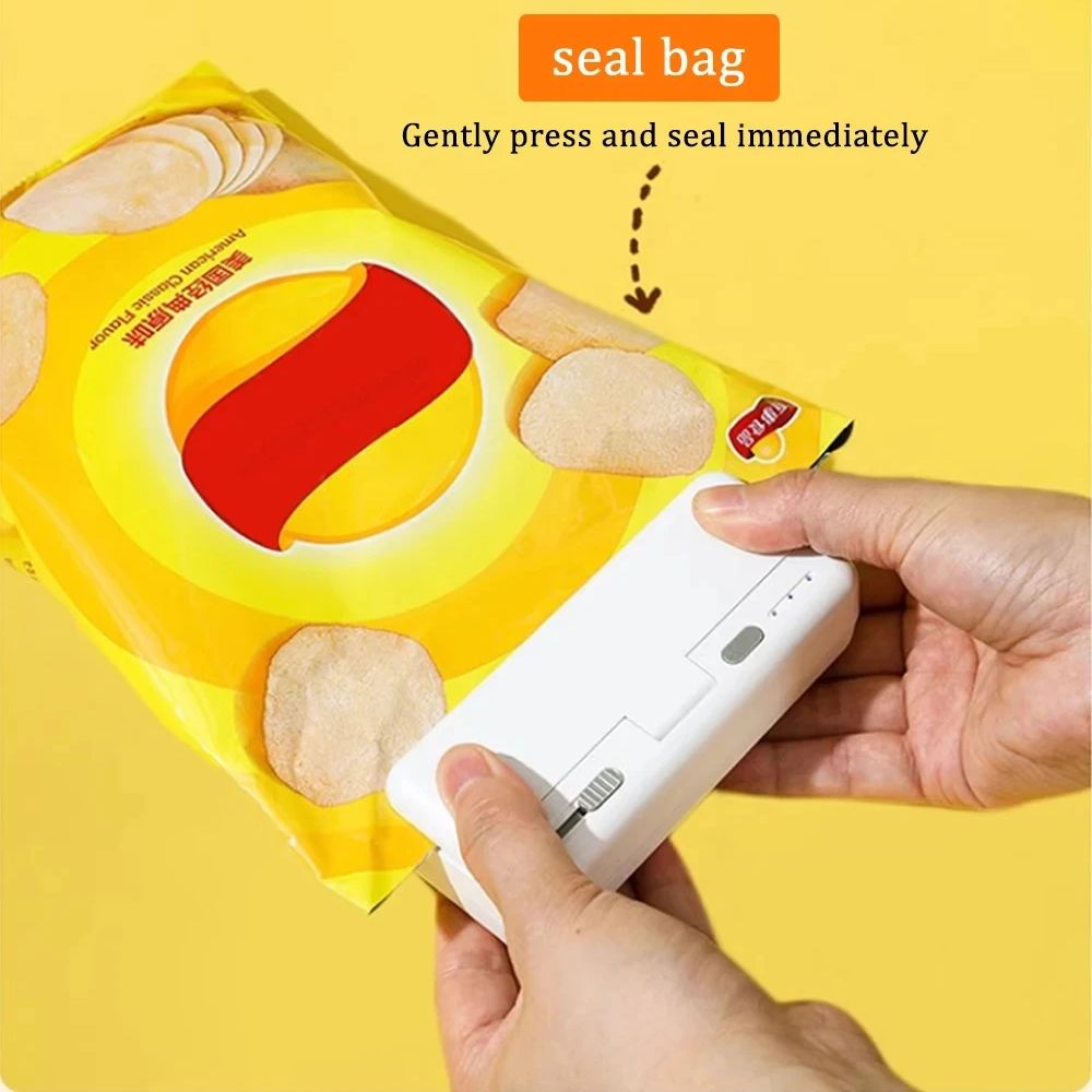 Mini Sealer 2in1 Plastic Bag Sealing Machine Portable Food Package Bags Sealer USB Rechargeable Handheld Plastic Bag Heat Sealer