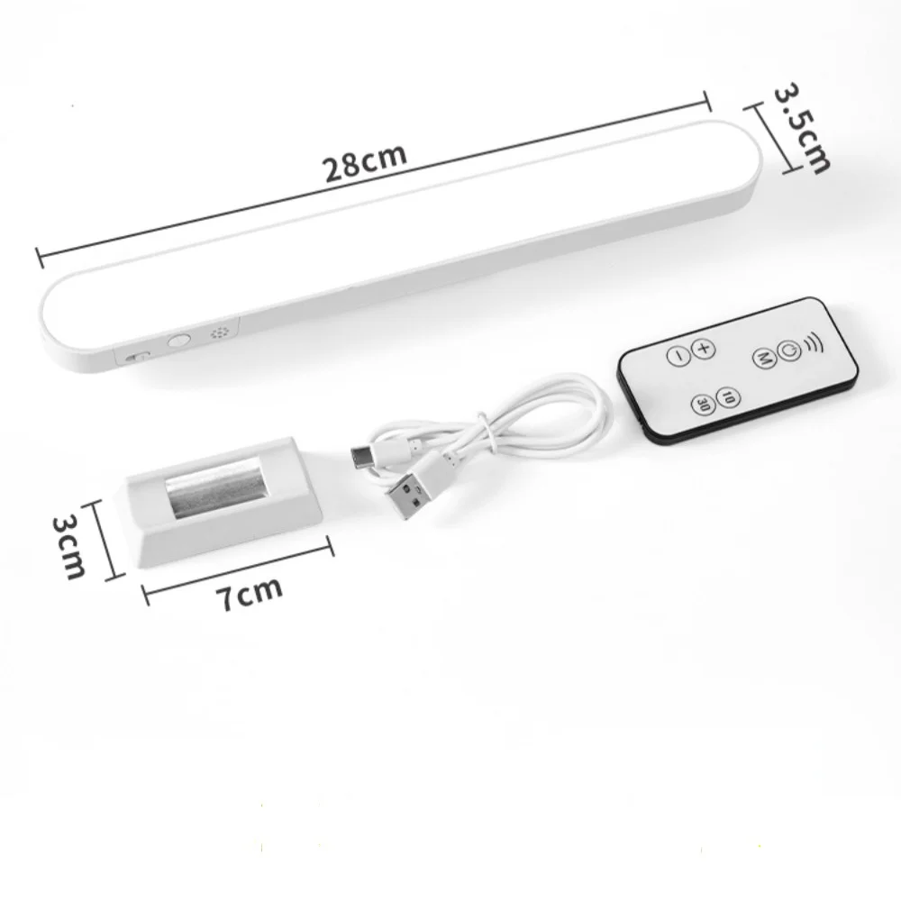 Lâmpada de mesa magnética led, luz de estudo regulável para cuidados com os olhos com 3 cores, luz de braçadeira recarregável usb para leitura de dormitório de quarto,