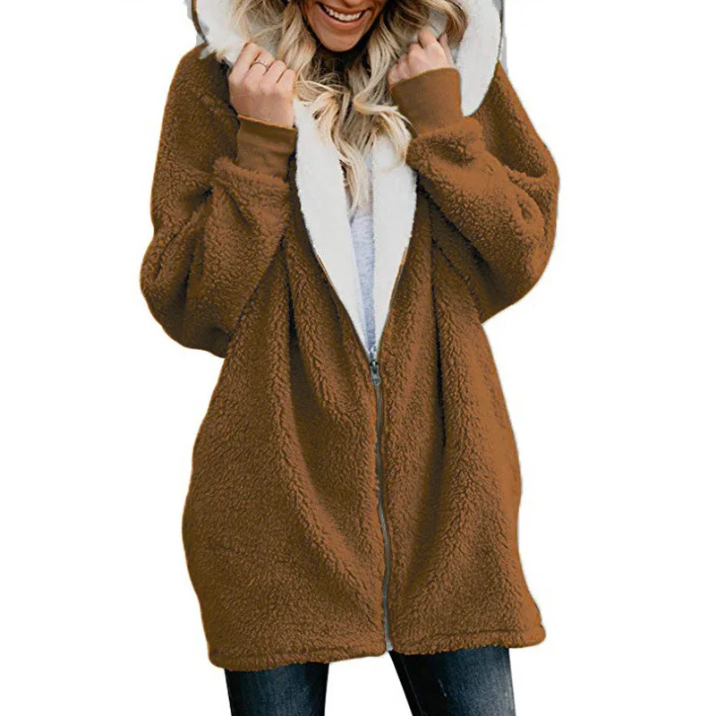 Cardigans en fausse fourrure pour femmes, veste chaude pour dames, manteau en fourrure polaire, sweat à capuche moelleux, vêtements d'extérieur, manteau d'hiver, 2024