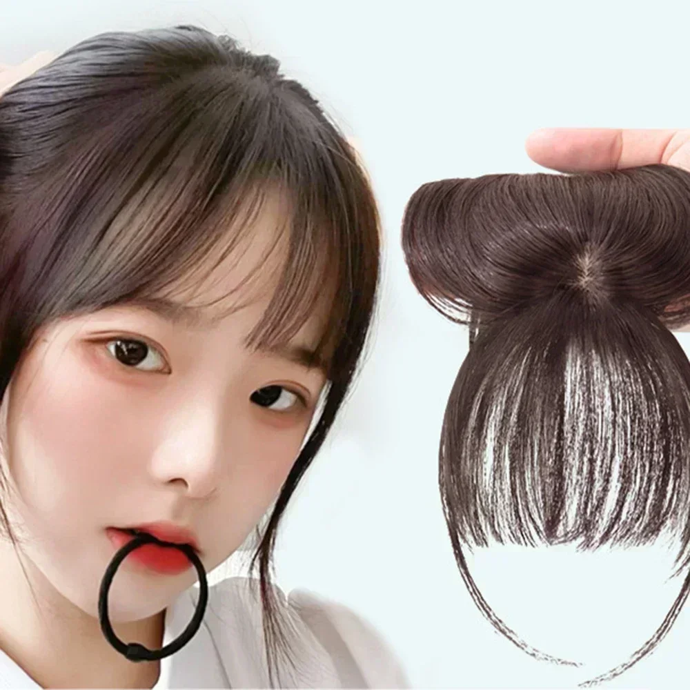 3d franja de ar peruca sintética feminina franja francesa natural invisível remendo internet celebridade rosto moldar falso franja pedaço de cabelo
