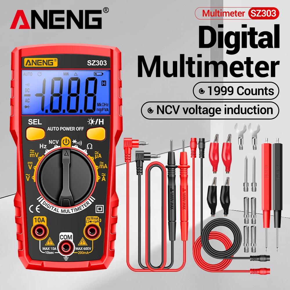 ANENG SZ303 Smart Digital Multimeter 1999 Count Professional AC/DC Voltage Current Electrical Data Retention High Precision Tool