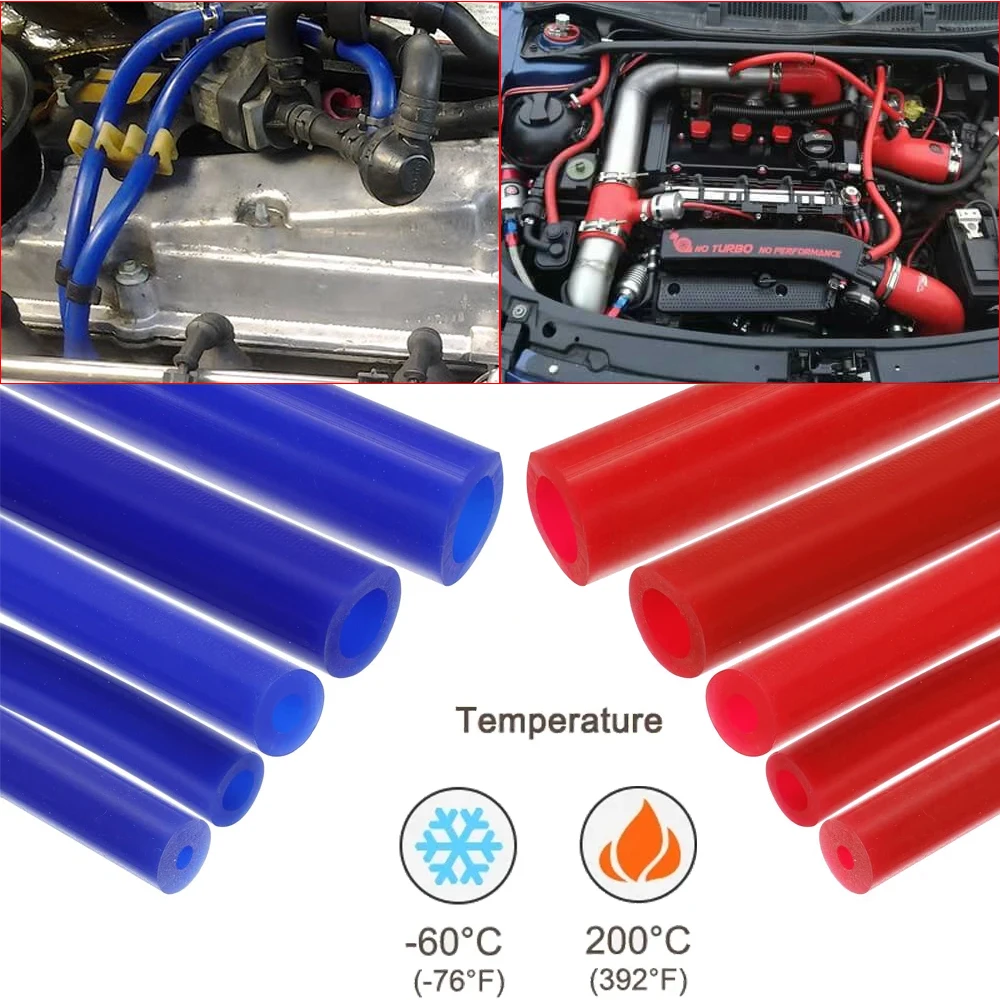 Blue Red 1Meter 3mm Thickness Car Vacuum Silicone Hose Universal Inner Diameter 3/5/4/6/8/10/12/14mm Racing Line Pipe Tube