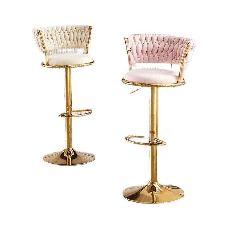 Silla de bar de lujo ligera, taburete alto, silla trasera para el hogar, rotación