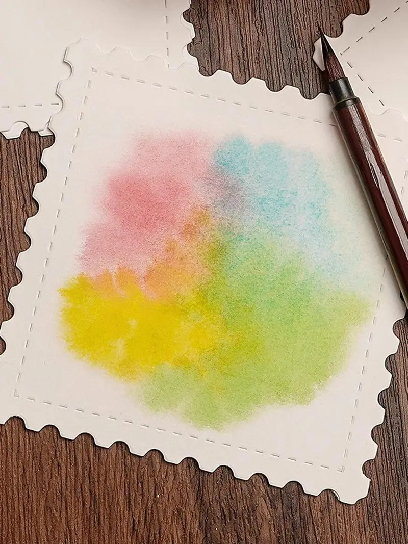 水彩絵の具用紙、スタンプチケット、スタブ、細い線、ポータブル、水彩、画材、25枚、300g