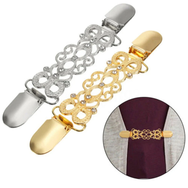 Ouro e Prata Diamante Enfeites Xale Clipe, Camisola Duckbill Botão Acessórios, Creative New Alloy Vestuário, Outono e Inverno