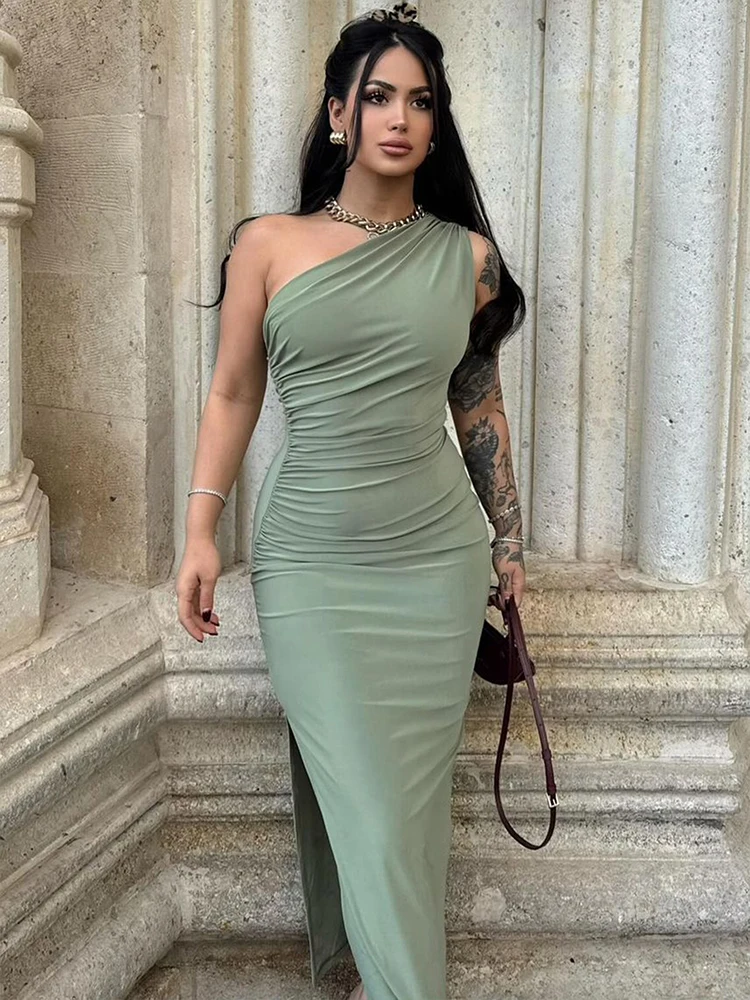 Abiti lunghi da donna Abiti estivi sexy spaccati alla moda senza maniche senza schienale Abito slim femminile Casual Streetwear Club Abiti da festa eleganti