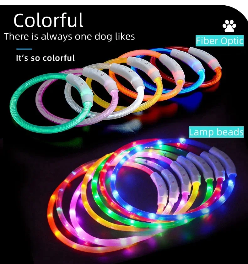 Collar de luz Led para perro mascota, Collar luminoso antipérdida para perro, Collar para perro recargable por USB