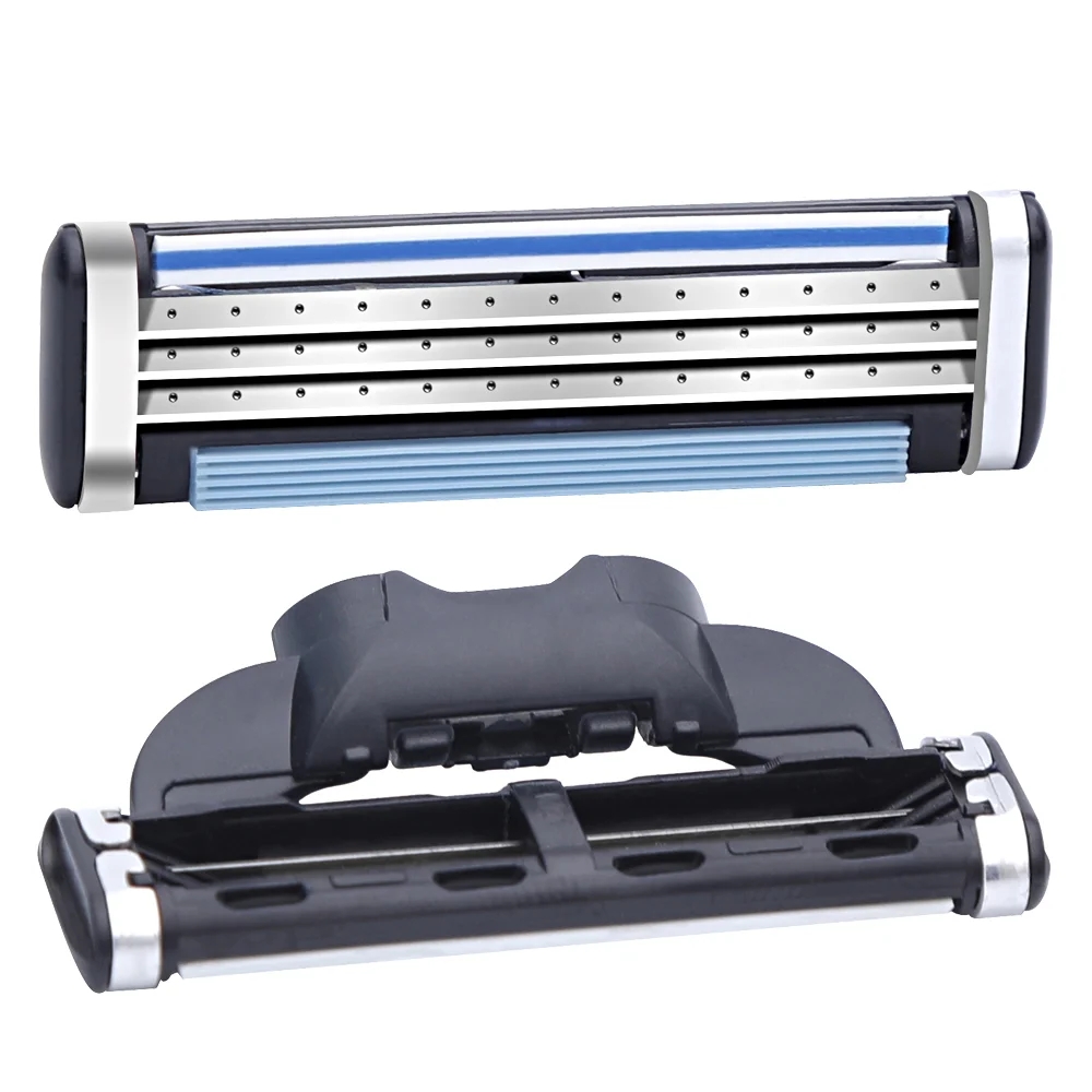 3-Layer Stainless Steel Manual Shaver, Men's Safety Shaver Blade, Sharp Blade Replaceable Blade
