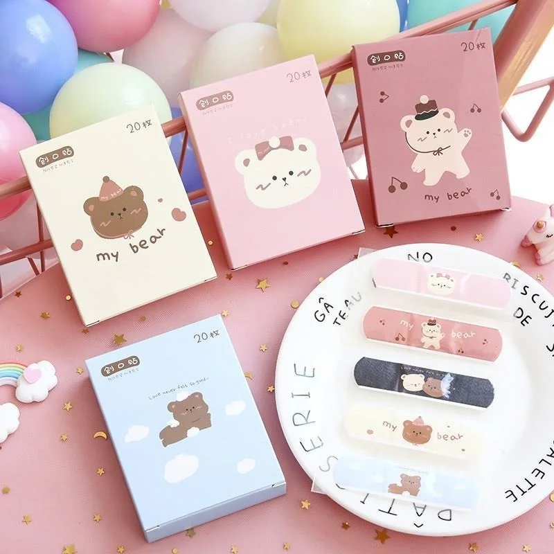 20 шт./кор., пластырь с героями мультфильмов, животные, динозавр, свинья, медведь, пластырь для ран, клейкие повязки для детей, первая помощь, Woundplast