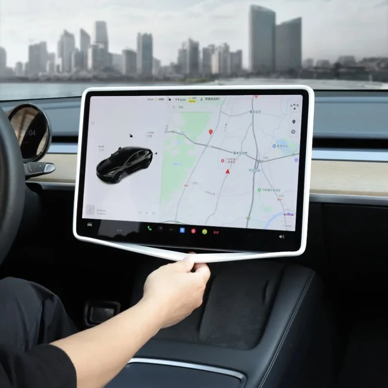 Für Tesla Modell 3/Y Silikon Schutz Rahmen Rand Abdeckung Zentrale Steuerung Display Navigation Screen Protector Auto Zubehör