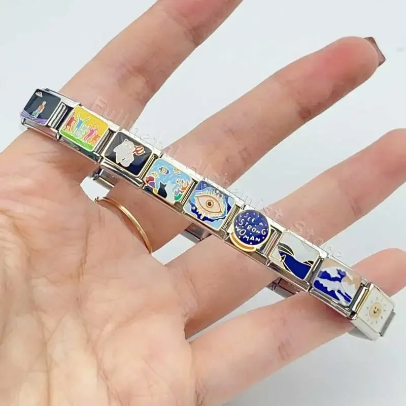 อิตาเลี่ยน Charm สร้อยข้อมือสแตนเลสทิวทัศน์สดเล่น DIY Splicing โมดูล 9 มม.โซ่เครื่องประดับสําหรับผู้หญิงผู้ชายส่วนบุคคล