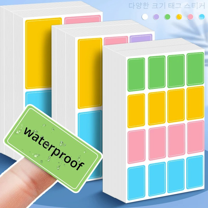Waterdichte kleurrijke zelfklevende diverse stickers Verwijderbare etiketstickers Naamplaatje Flesbestand Document Schoolbenodigdheden