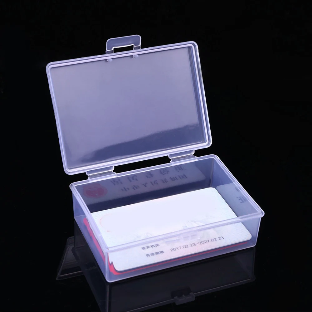 Scatola portaoggetti in plastica Custodia per gioielli Mini scatole Contenitore per carte Scatola trasparente Forniture di archiviazione portatili classiche