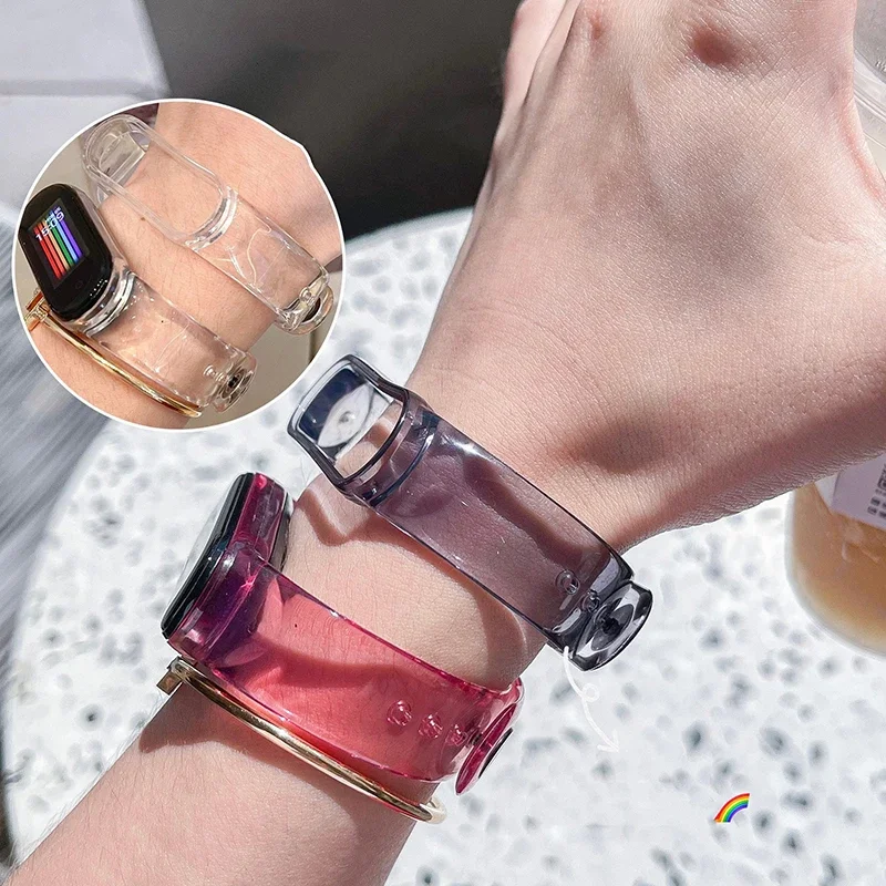変色ストラップシャオ mi mi バンド 7 6 5 4 3 シリコーン透明色 Chang 時計バンド miband6 7 5 4 ブレスレットリストバンド