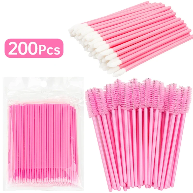 200 PCS Eyelash EXTENSION พิเศษขนตาแปรง Micro แปรงแปรงขนตา Lipline แปรงผ้าฝ้ายสําหรับ Eyelash EXTENSION TOOL