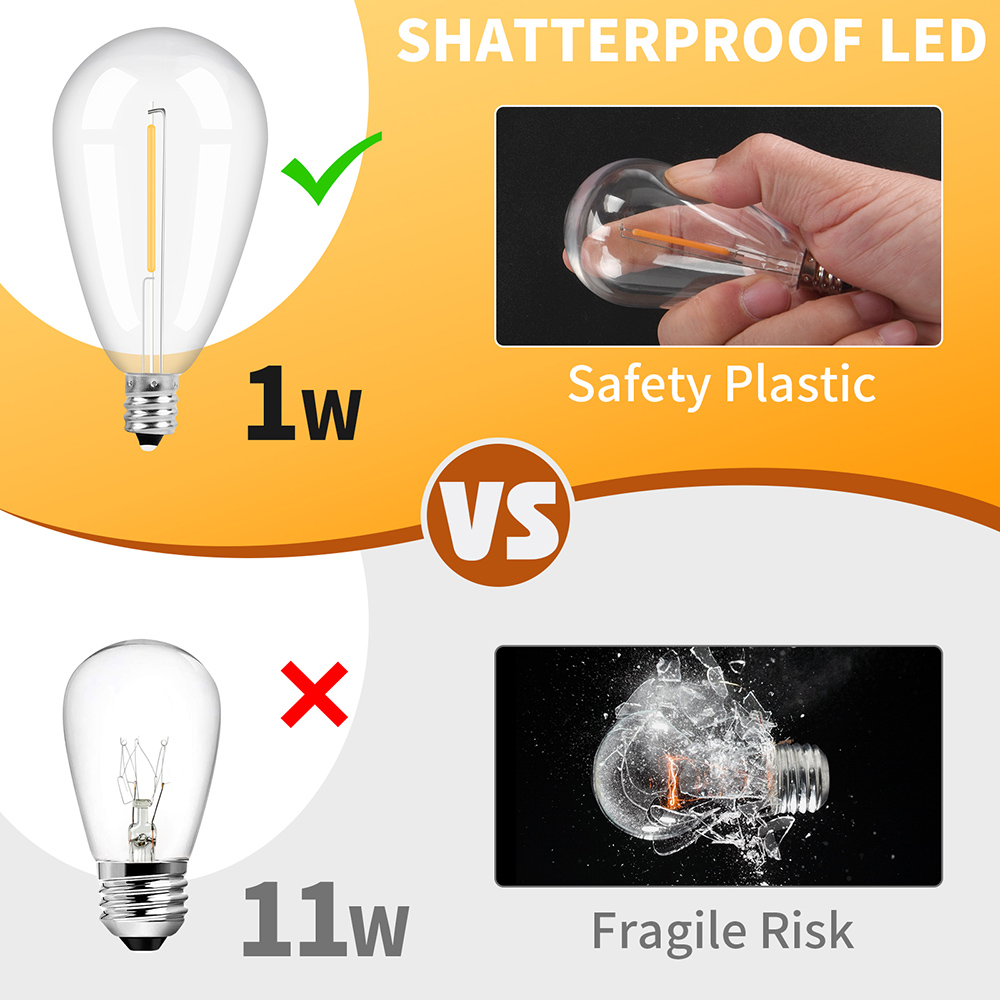 15M S14 LED Outdoor Tuinlamp String Sprookje Kerst Home Decor Cafe Bruiloft Straatverlichting Festoen