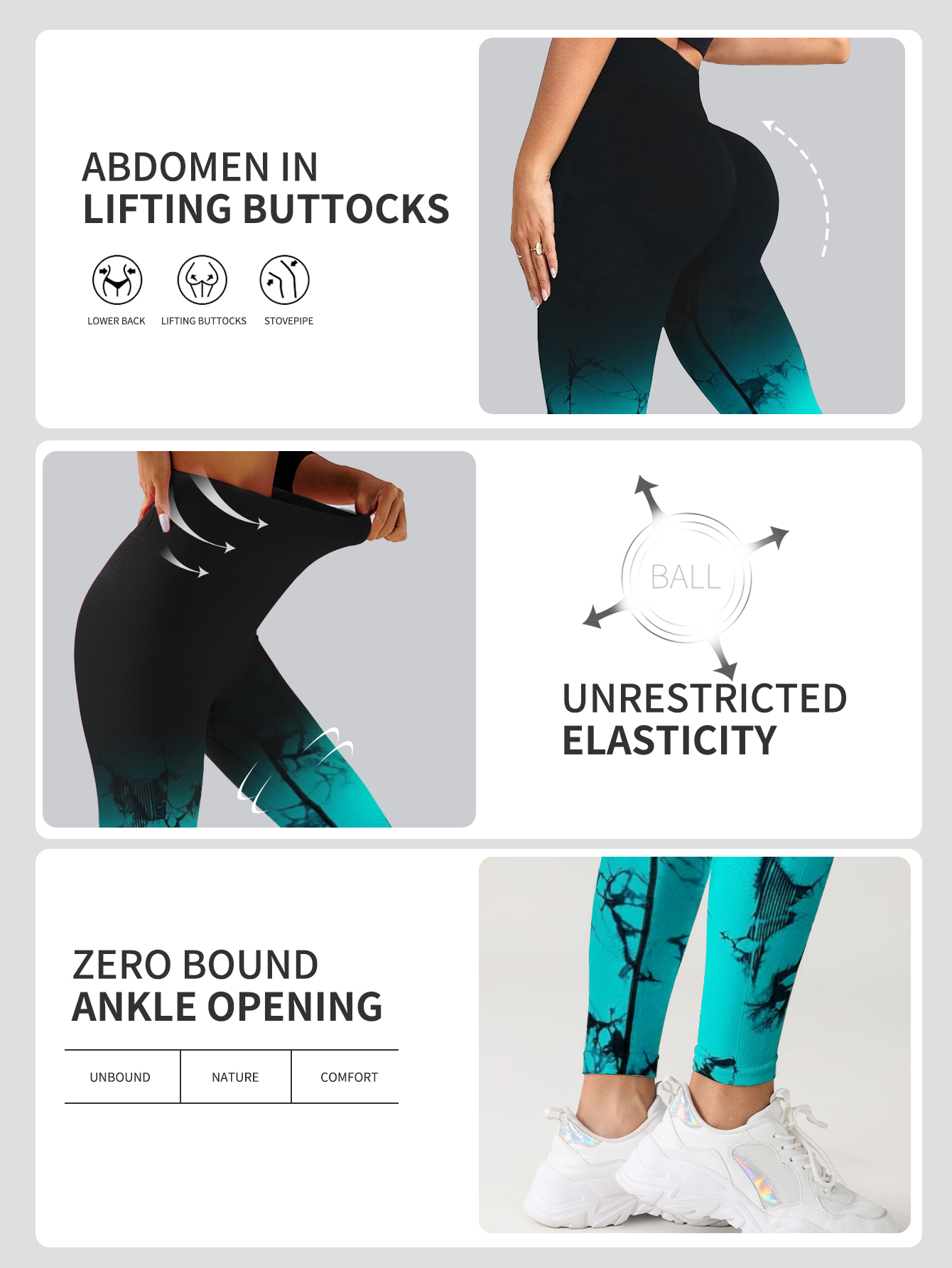 Gradiënt Tie Dye Yogabroek Naadloze hardloop- en sportbroek voor dames Hoge taille en heup Lifting Fitnesskleding Elastisch Strak P