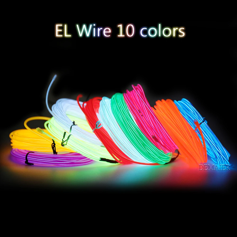 EL Wire 1M/2M/3M/5M/10M Гибкий Neon Licht Draht Led Dance Party Атмосфера Декор Lampe RopeTube Wasserdichtelükfarbige