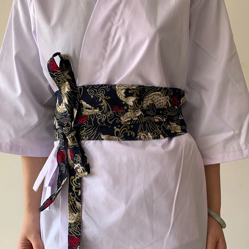 สไตล์ญี่ปุ่น Girdle ซูชิจีนร้านอาหาร Waiter Chef เข็มขัดเอว Retro Kimono Corset เอว Obi ชุด Sash สายรัด Hanfu เข็มขัด