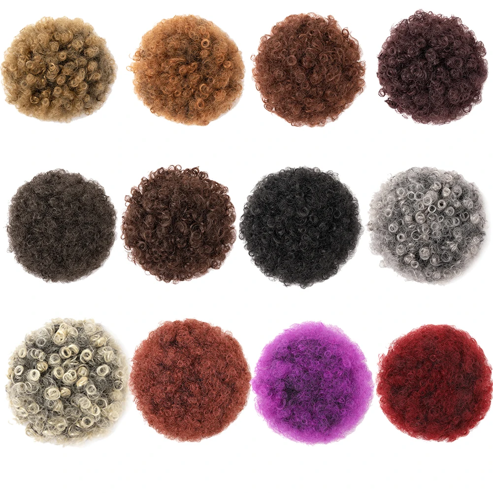 Extension de queue de cheval afro bouffante avec cordon de serrage pour femmes noires, queue de cheval afro synthétique courte noire pour cheveux naturels, clip sur kink