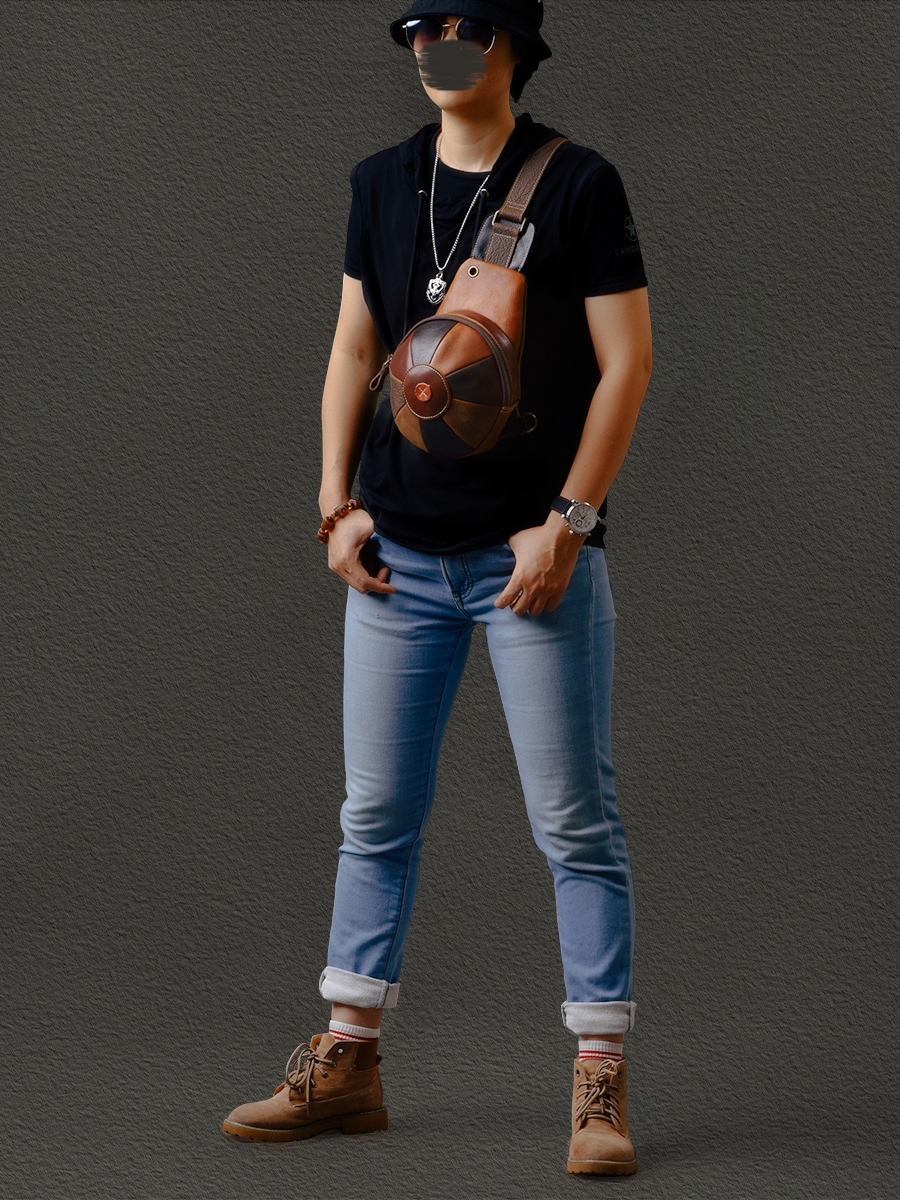 Нагрудная сумка из воловьей кожи в стиле ретро