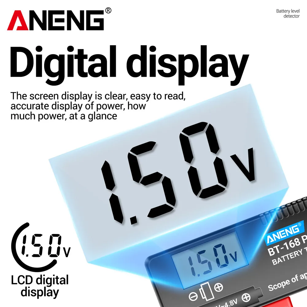 Probador Universal de capacidad de batería de litio ANENG BT-168 PRO pantalla Digital analizador de carga a cuadros AAA AA pila de botón también